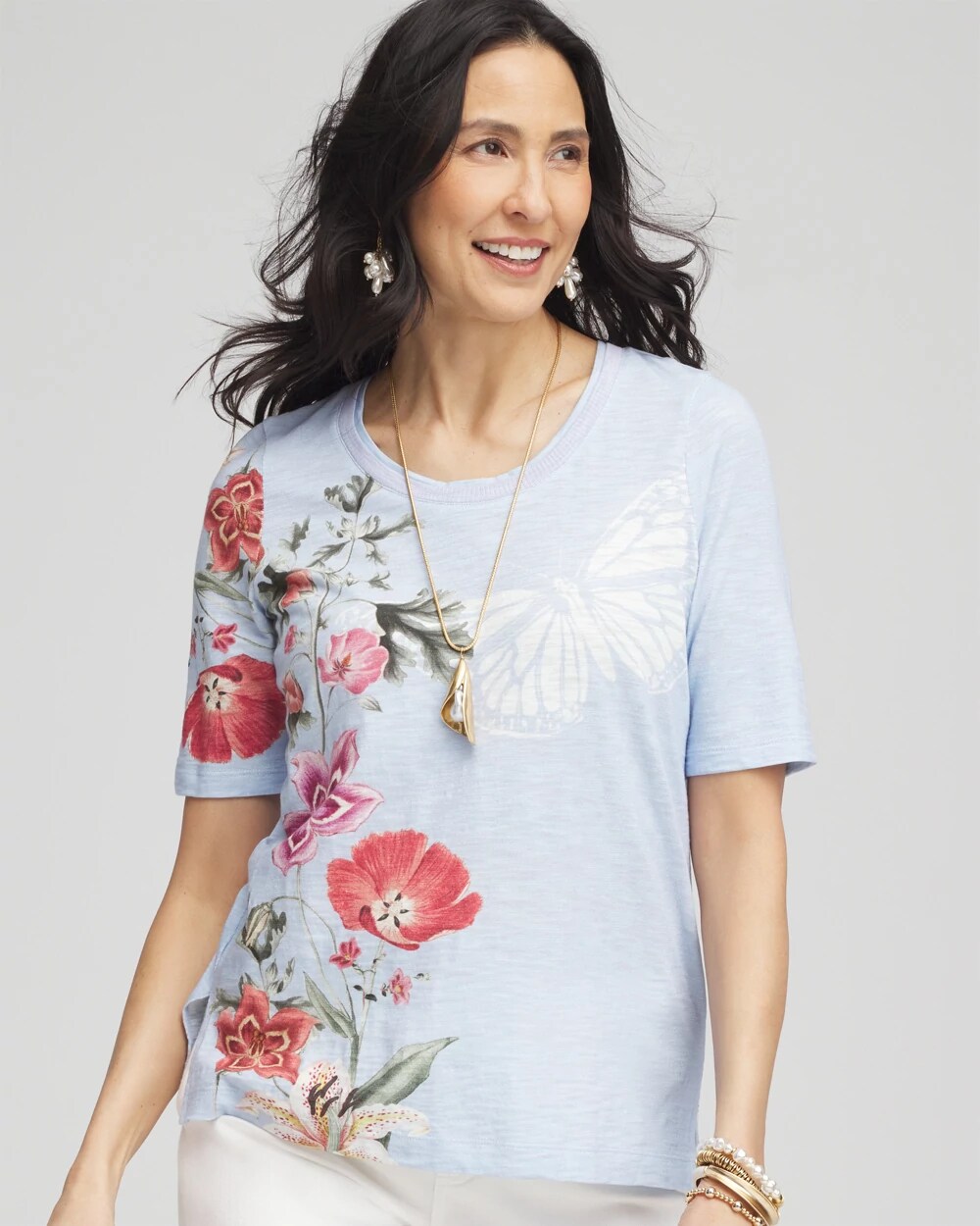 トップス tinytinydoors Long Sleeve Tee - Flower Garden Slub Scoop-Neck Tee | Chico's